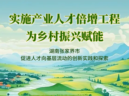 实施产业人才倍增工程 为乡村振兴赋能 ——湖南张家界市促进人才向基层流动的创新实践和探索